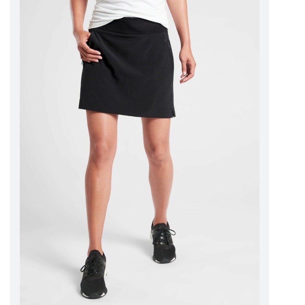 Athleta Soho Skort Black Active Travel Commute Mini Skirt Size 16
